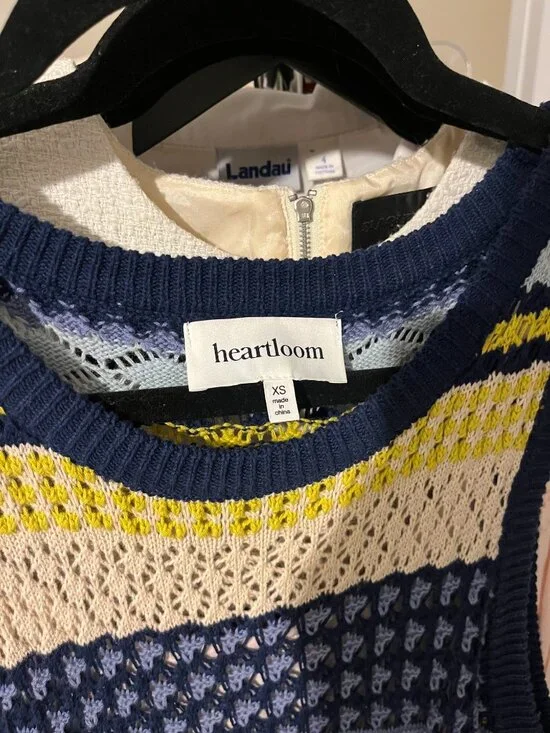 Heartloom Gimlet Crochet Midi Dress | Marina Stripe | Size XS | Pointelle Knit - Picture 7 of 7